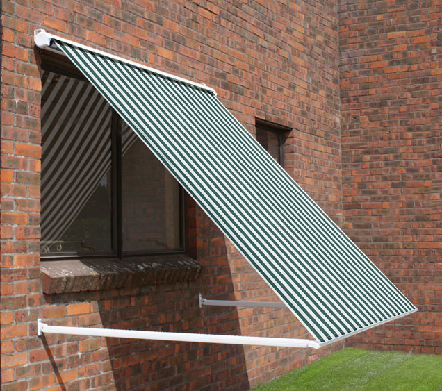 3.0m Half Cassette Drop Arm Awning, Green and White Even Stripe